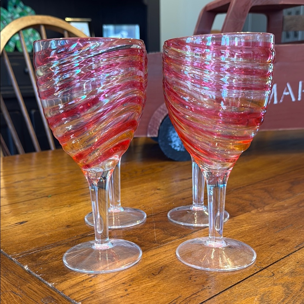 Red and Orange Swirl Shatterproof  Wine Glasses - melamine